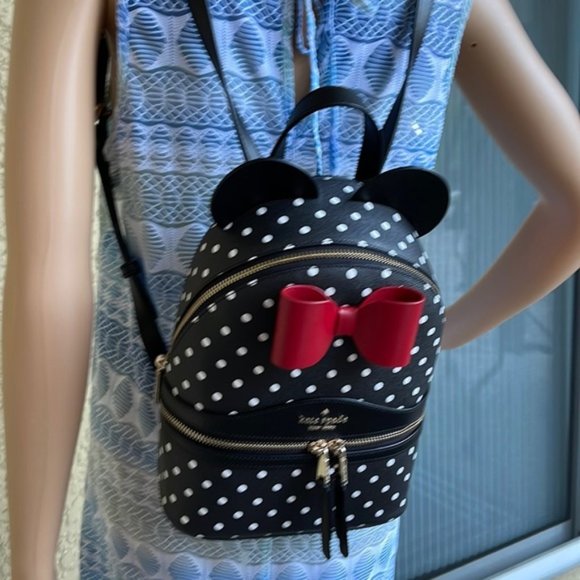 Kate Spade Disney X Kate Spade New York Minnie Dome Backpack Black Multi - Picture 14 of 16